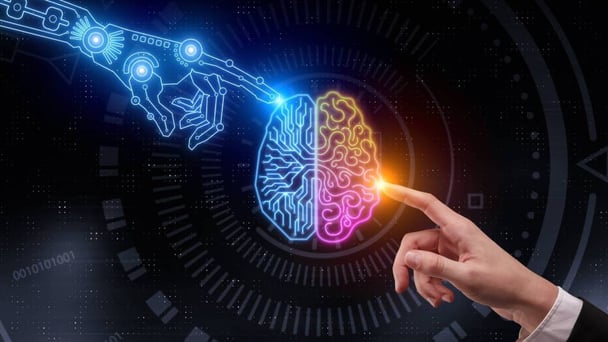 two hands touching AI
