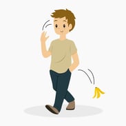 Cartoon guy tossing banana peel