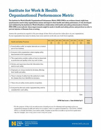 The OPM Survey – Photo credits to The Institute for Work & Health (IWH)